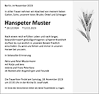 Traueranzeige: Grau, mit Illustration Weizen