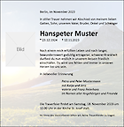 Traueranzeige Word, Sujet: Modern mit Hintergrundbild "Sonnenuntergang in den Bergen"