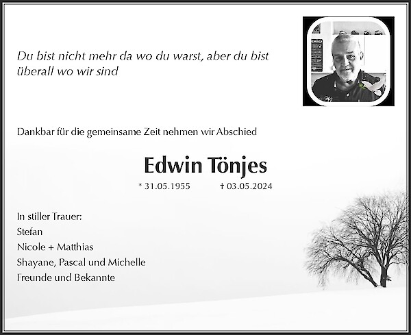 Traueranzeige von Edwin T&ouml;njes, Beverstedt